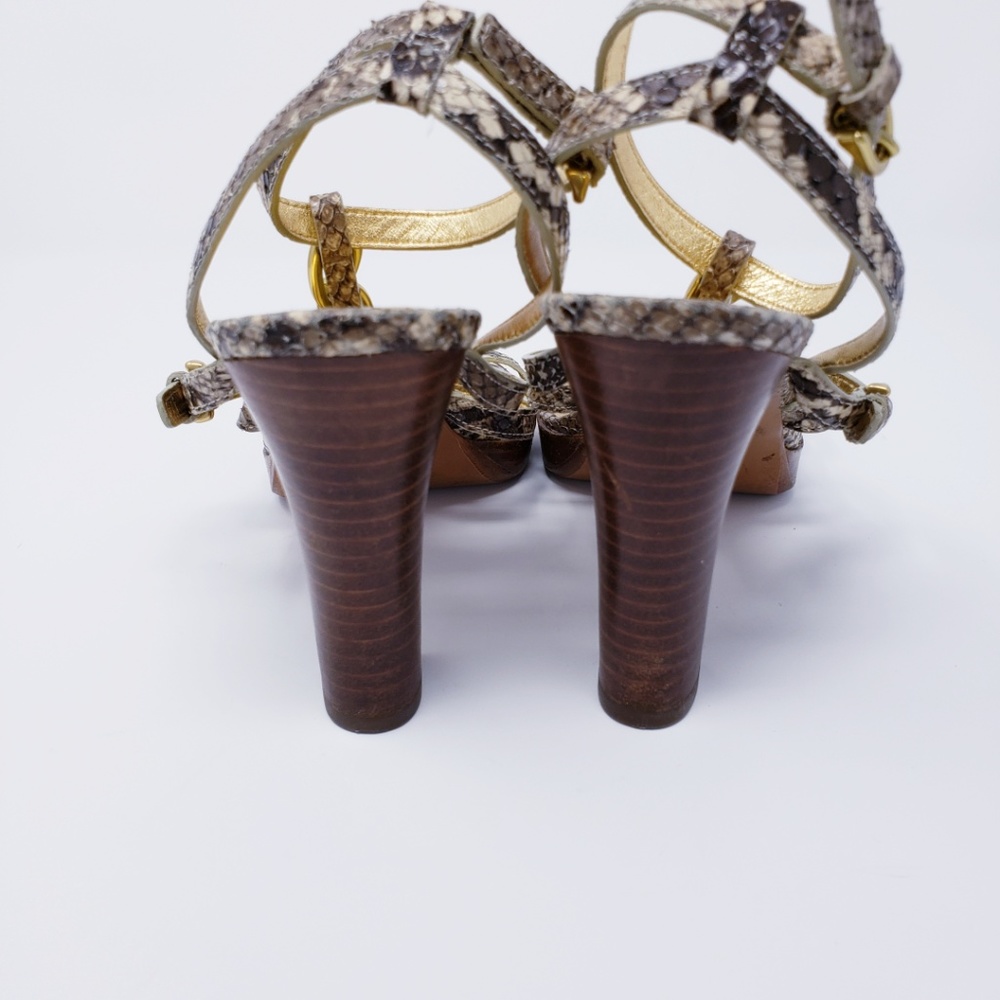 Coach Libertie Python Gold T Strap Gladiator Heels - image 5